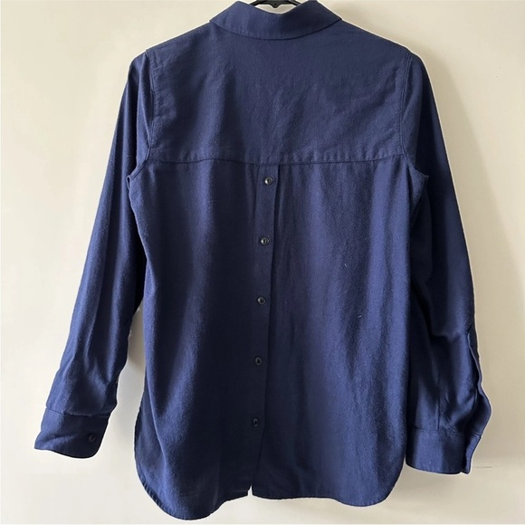 Madewell Flannel Classic Ex-Boyfriend Button Back Shirt Navy Blue XXS - Picture 2 of 5